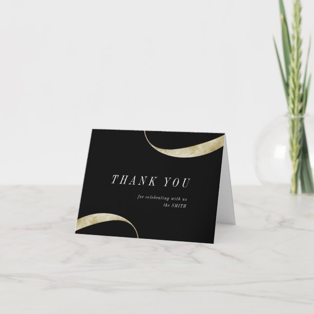 Modern classy minimalist faux gold foil thank you card (Front)