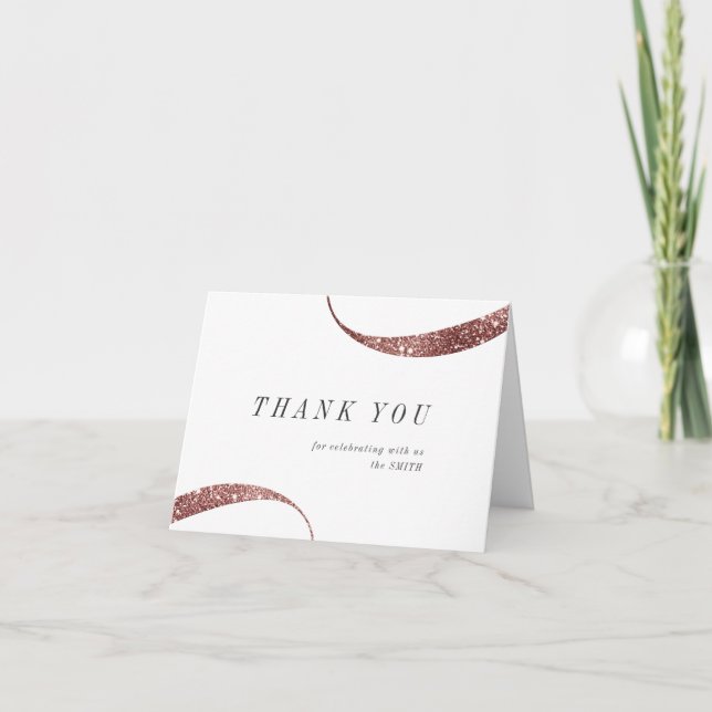 Modern classy minimalist rose  gold glitter thank you card (Front)