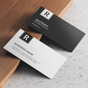 Modern Classy Monogram Black and White Business Card