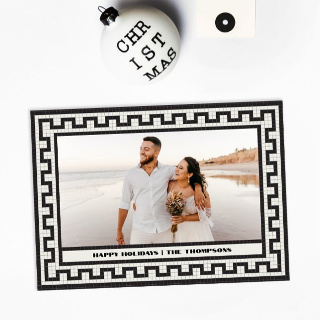 Modern Classy Mosaic Tile Christmas Photo Card (Creator Uploaded)