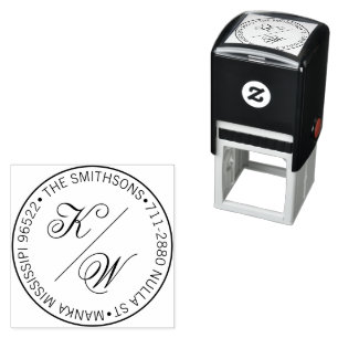 Modern Classy Name Return Address Circular Wedding Self-inking Stamp