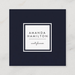 Modern Classy Navy and white Square Business Card