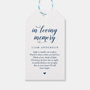 Modern Classy Navy Blue, Funeral Memorial Service Gift Tags