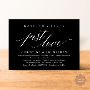 Modern Classy Nothing Fancy, Just Love, Reception Invitation