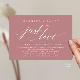 Modern Classy Nothing Fancy, Just Love, Reception Invitation