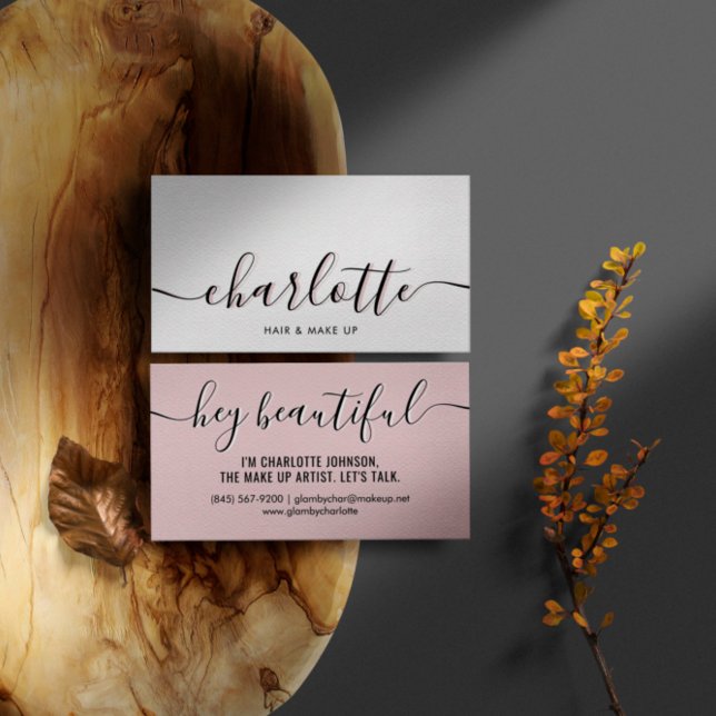 Modern Classy Pale Pink Calligraphy Script  Business Card (Creator Uploaded)