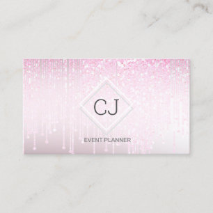 Modern Classy Pink Blush Glitter Crystal Dripping Business Card