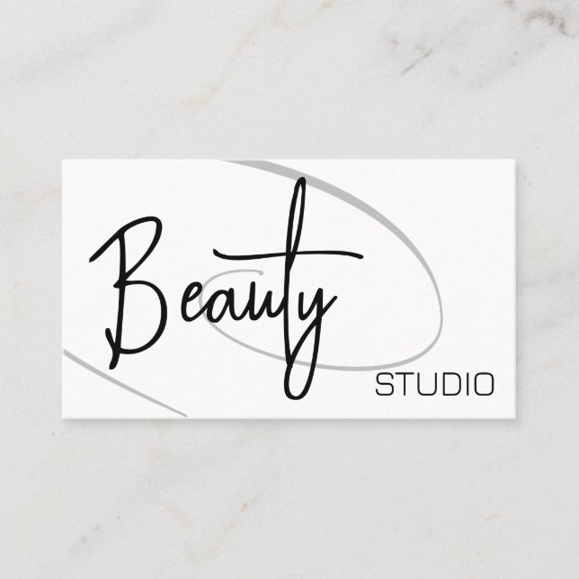 Modern Classy Professional Hair Studio Black White Business Card (Front)