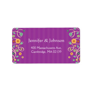 Modern Classy Purple Nature Swirl Floral Label