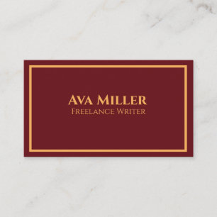 Modern Classy Red Golden Minimalist QR Code Business Card