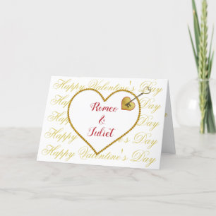 Modern & Classy Romance Golden Heart with Love Key Holiday Card