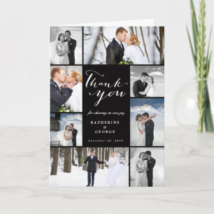 Modern Classy Script 8 Multi Photo Stylish Wedding Thank You Card