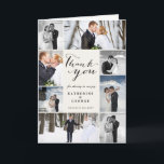 Modern Classy Script 8 Multi Photo Stylish Wedding Thank You Card<br><div class="desc">Modern Classy Script 8 Photo Collage Stylish Wedding Thank You Card. This modern and classy note card features a classic handwriting calligraphy 'thank you' script within an 8 photo collage design layout. You can easily personalise it with your favourite wedding photos, names and your wedding date. You can also custom...</div>