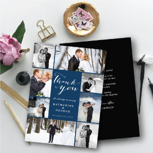 Modern Classy Script 8 Multi Photo Stylish Wedding Thank You Card