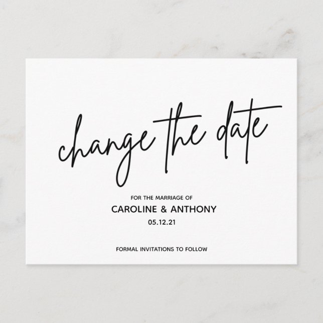 modern classy script change the date postcard (Front)