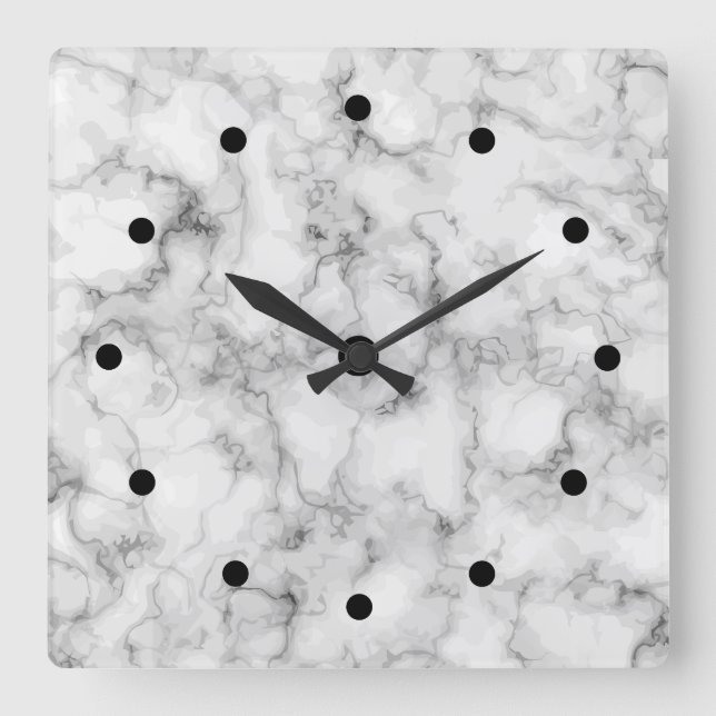Modern Classy Stone Marble Design Square Wall Clock (Front)