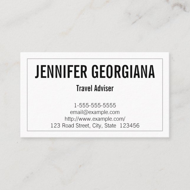 Modern & Classy Travel Adviser Business Card (Front)