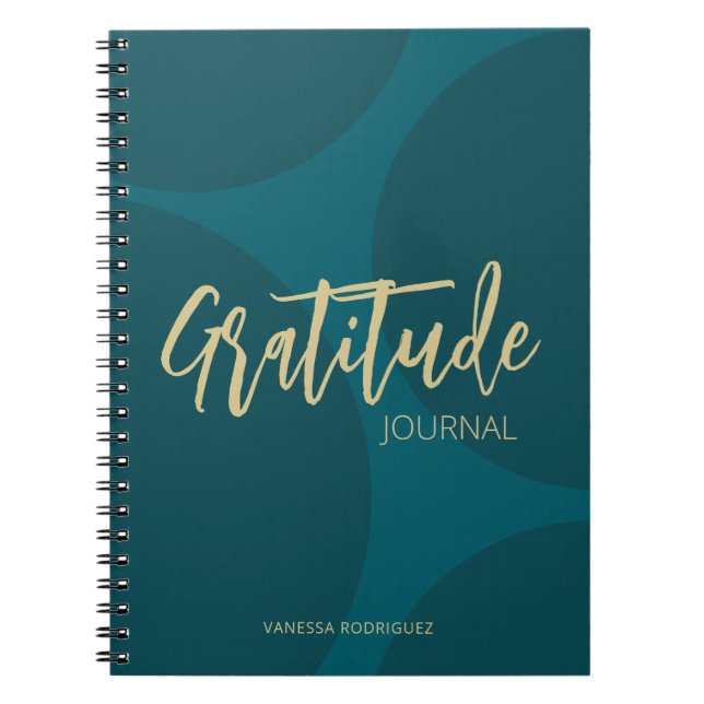 Modern Classy Turquoise Green Gold Script  Notebook (Front)
