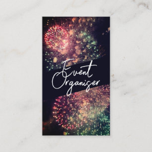Modern Classy Typography Custom QR Code Fireworks Business Card