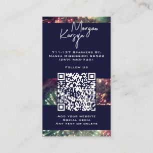 Modern Classy Typography Custom QR Code Fireworks Business Card