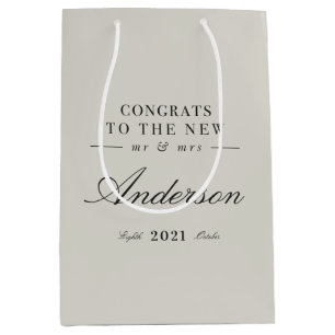Modern classy typography Mr and Mrs wedding  Medium Gift Bag