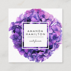 Modern Classy Ultraviolet flower hydrangea Square Business Card
