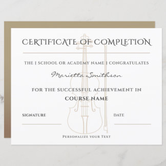 Modern Classy Violin Course Completion Certificate