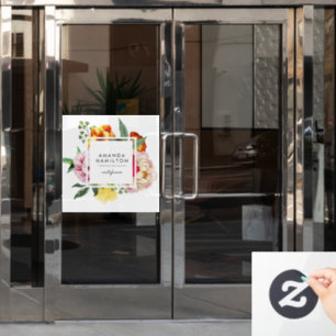 Modern Classy Watercolor Peony Floral CUSTOM Window Cling