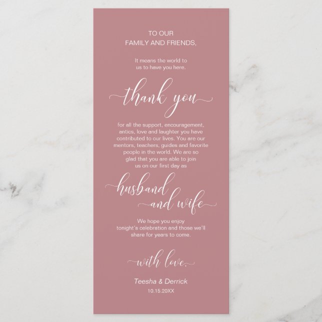 Modern Classy Wedding Place Setting Thank You Card (Front)