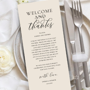 Modern Classy Wedding Reception Thank You Card
