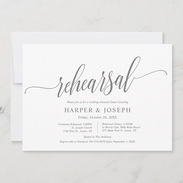 Modern Classy, Wedding Rehearsal and Dinner Invitation (Front)