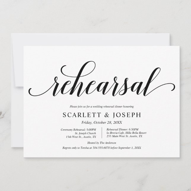 Modern Classy, Wedding Rehearsal and Dinner Invitation (Front)