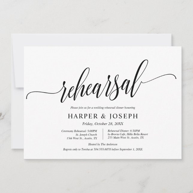 Modern Classy, Wedding Rehearsal and Dinner Invitation (Front)