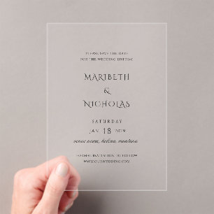 Modern Classy Wedding Save the Date Acrylic Invitations
