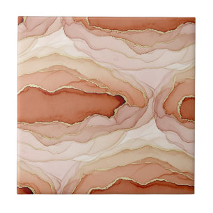 Modern Clay Marble Gold Abstract Flow Tile