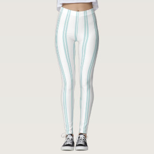 Modern Clean and Fresh Light Blue and White Leggings