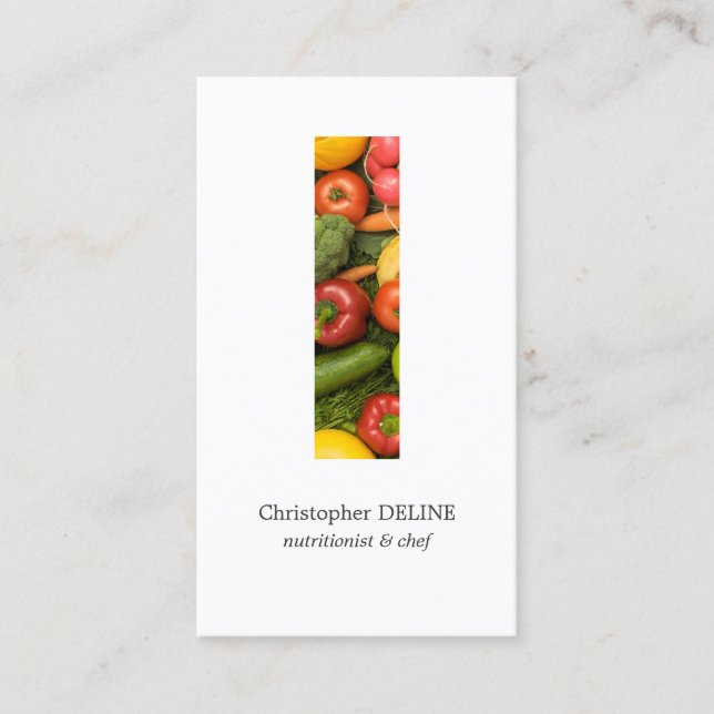 Modern Clean Colourful Vegetables Nutritionist Che Business Card (Front)
