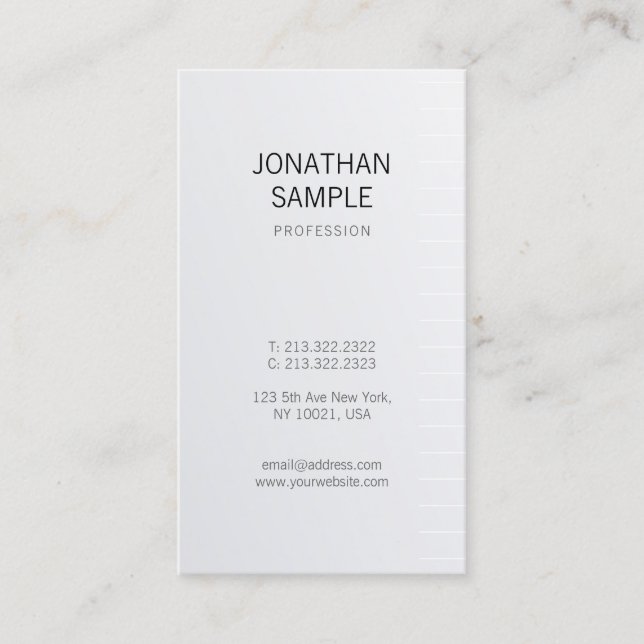 Modern Clean Design Silver Glamour Trendy Luxury Business Card (Front)