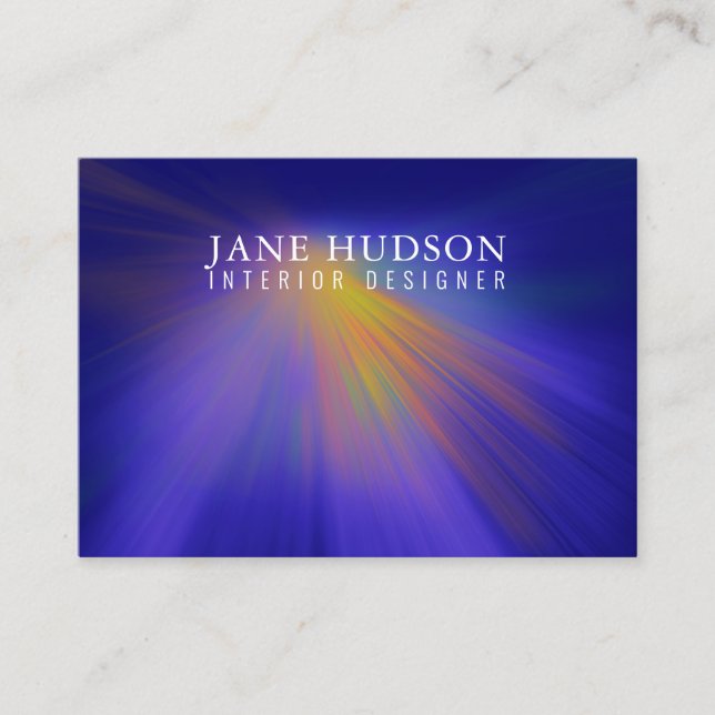 Modern Clean Elegant Design Colourful Light on Blu Business Card (Front)