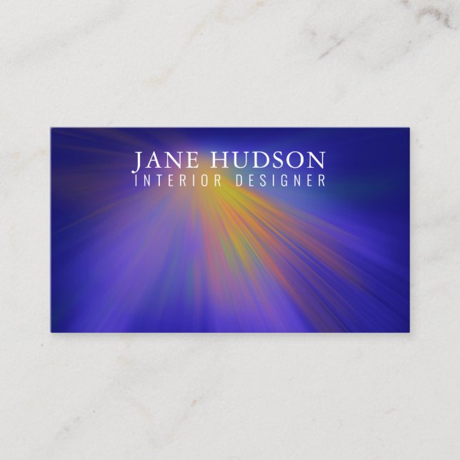 Modern Clean Elegant Design Colourful Light on Blu Business Card (Front)