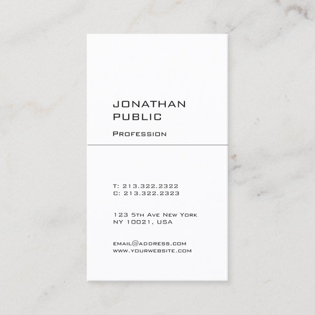 Modern Clean Elegant Design Plain Professional Business Card (Front)