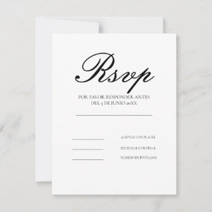 Modern Clean Elegant Spanish Language RSVP card