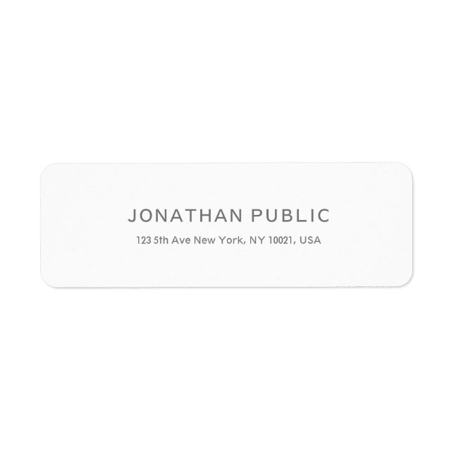 Modern Clean Elegant Template White Return Address (Front)