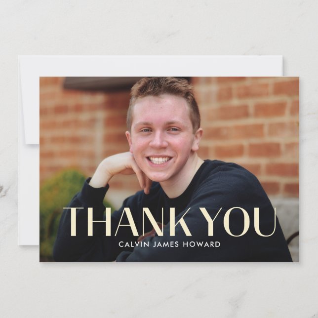 Modern Clean Flat Thank You Note Card (Front)