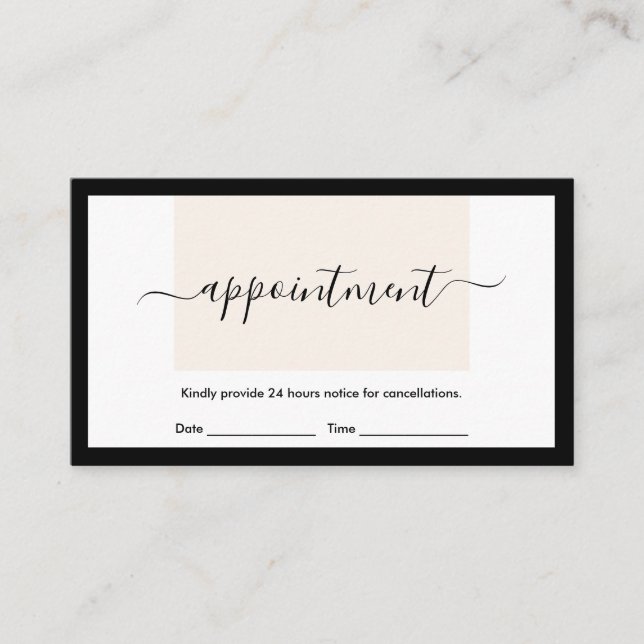 Modern Clean Layout Chic Calligraphy Appointment Business Card (Front)
