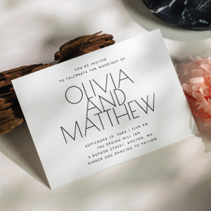 Modern clean minimalist wedding + QR code details Invitation
