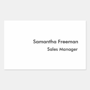 Modern Clean Plain Black & White Minimalist Rectangular Sticker