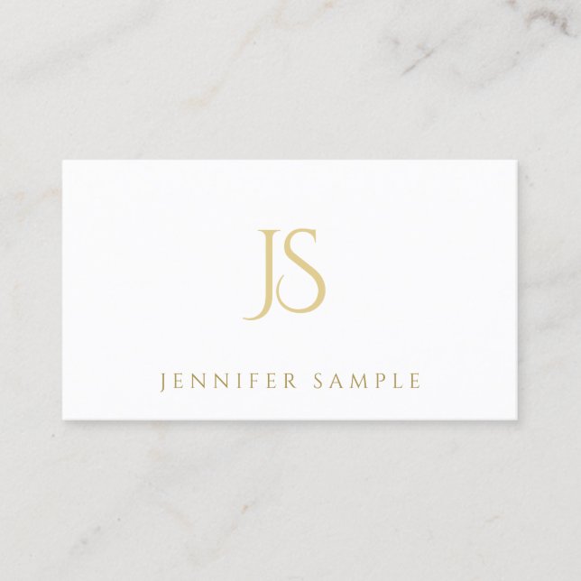 Modern Clean Professional Gold Monogram Elegant Business Card (Front)
