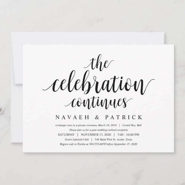 Modern Clean Rustic, Black font, Wedding Elopement Invitation (Front)