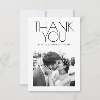 Modern Clean Wedding | Minimalist Elegant Photo Thank You Card